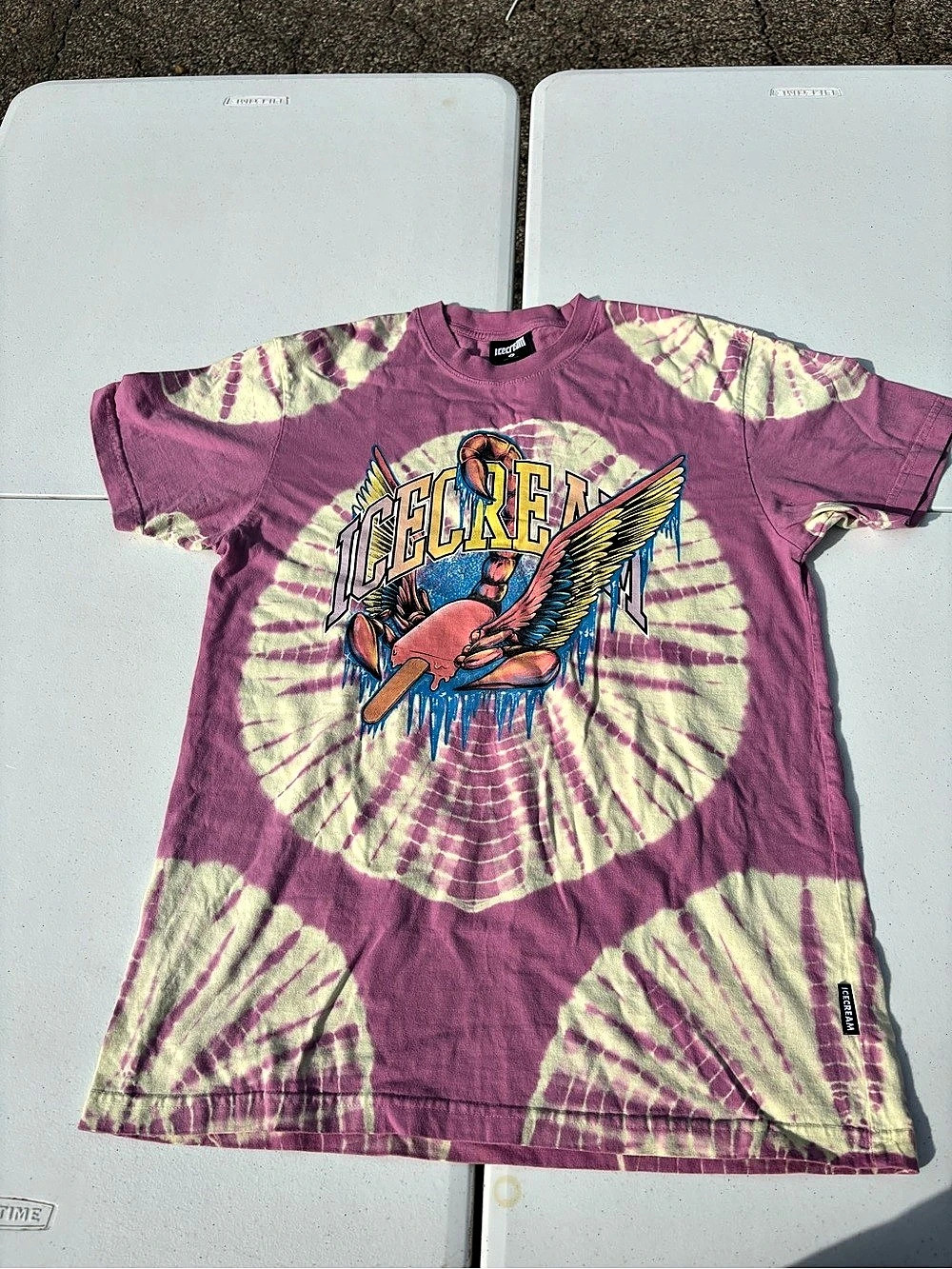Billionaire Boys Club Tie-Dye Graphic Short Sleeve Tee in Pink & Green